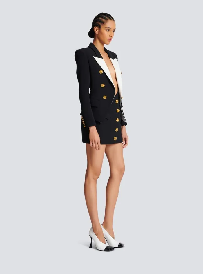 Balmain Jackets And Blazers Women Slimfit Jacket With Roses Buttons Black
