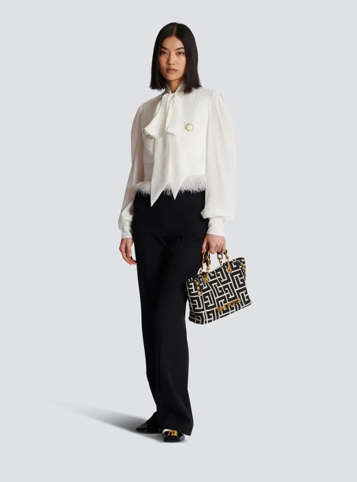 Balmain Jackets And Blazers Women Tweed And Crepe Jacket White