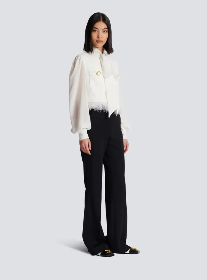 Balmain Jackets And Blazers Women Tweed And Crepe Jacket White