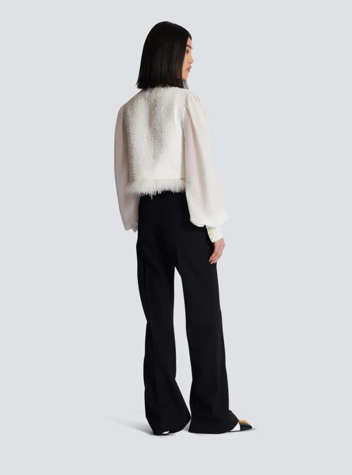 Balmain Jackets And Blazers Women Tweed And Crepe Jacket White
