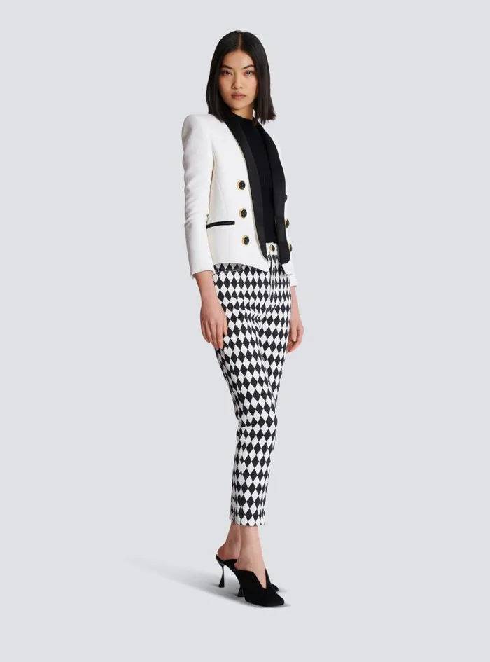 Balmain Jackets And Blazers Women Twotone Edgetoedge Jacket With 6 Buttons White
