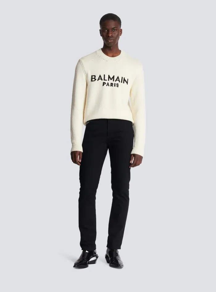 Balmain Knitwear Men Merino Knit Jumper Beige