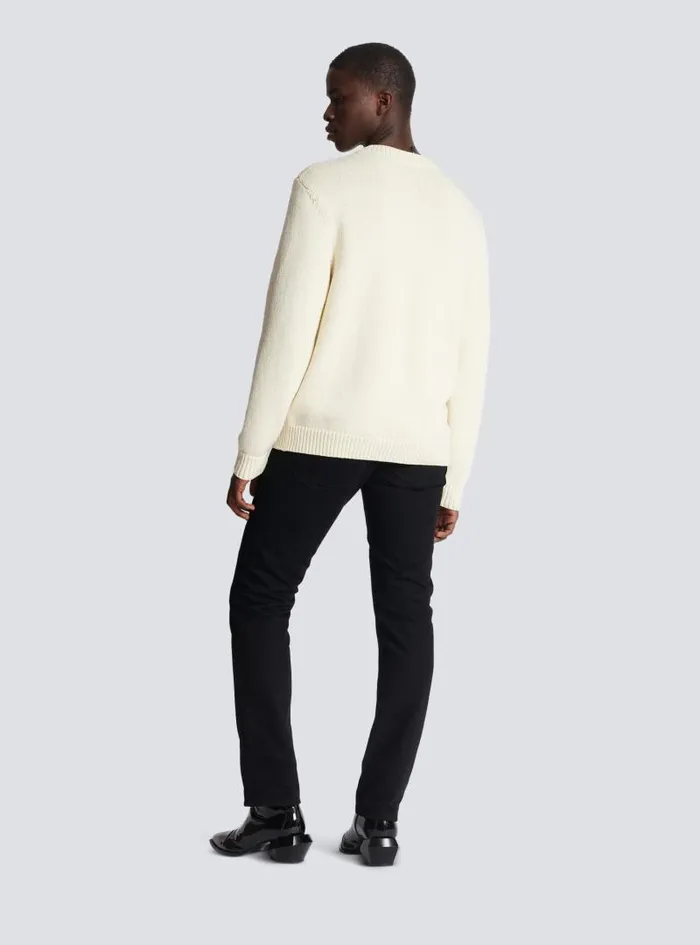 Balmain Knitwear Men Merino Knit Jumper Beige