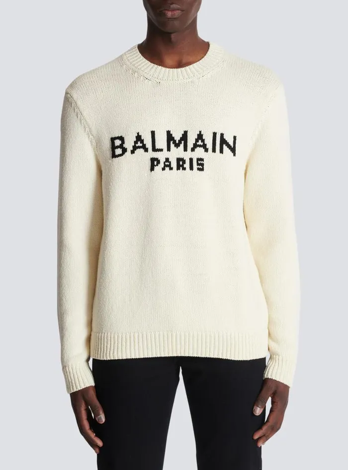 Balmain Knitwear Men Merino Knit Jumper Beige