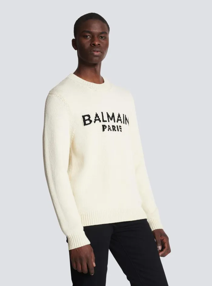 Balmain Knitwear Men Merino Knit Jumper Beige