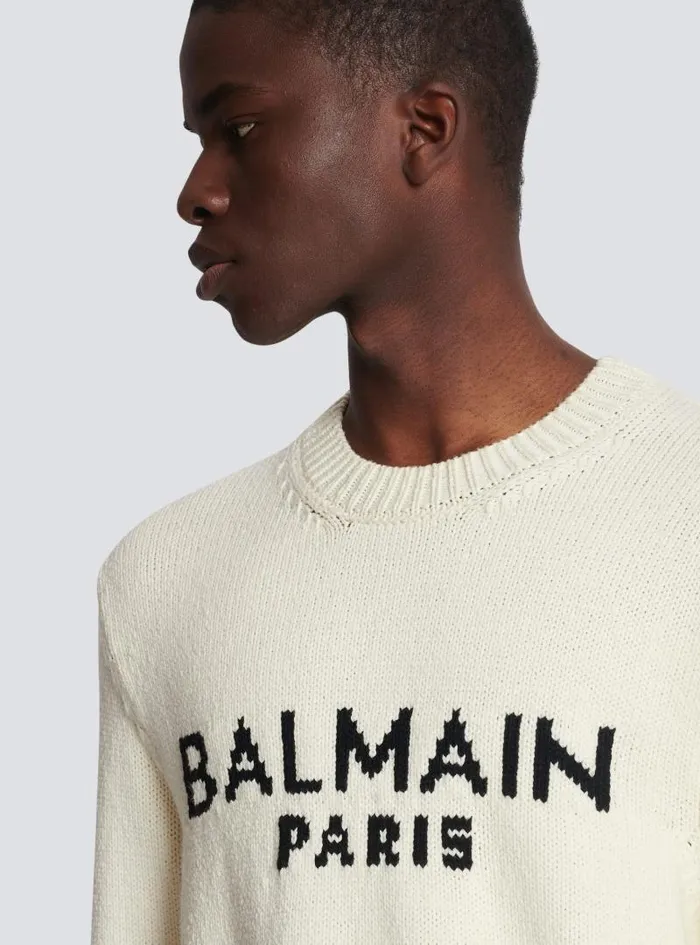 Balmain Knitwear Men Merino Knit Jumper Beige