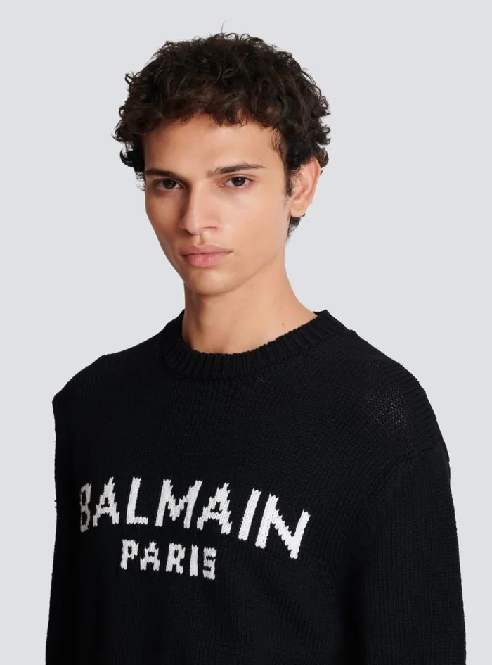 Balmain Knitwear Men Merino Wool Jumper Black
