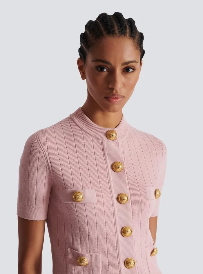 Balmain Knitwear Women 4pocket Knitted Cardigan Pink
