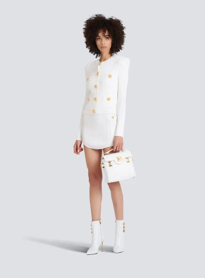 Balmain Knitwear Women Knit Cardigan With Gold Buttons White
