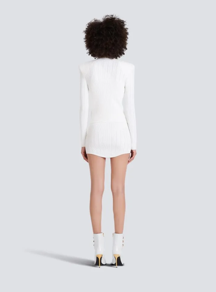 Balmain Knitwear Women Knit Cardigan With Gold Buttons White