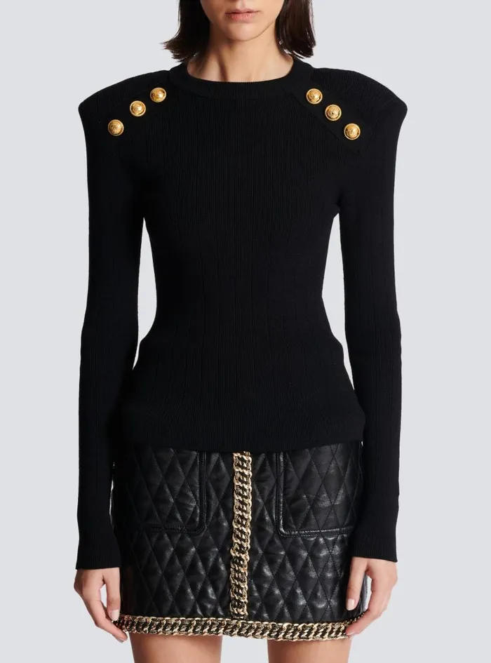 Balmain Knitwear Women Knit Jumper With Button Details Black