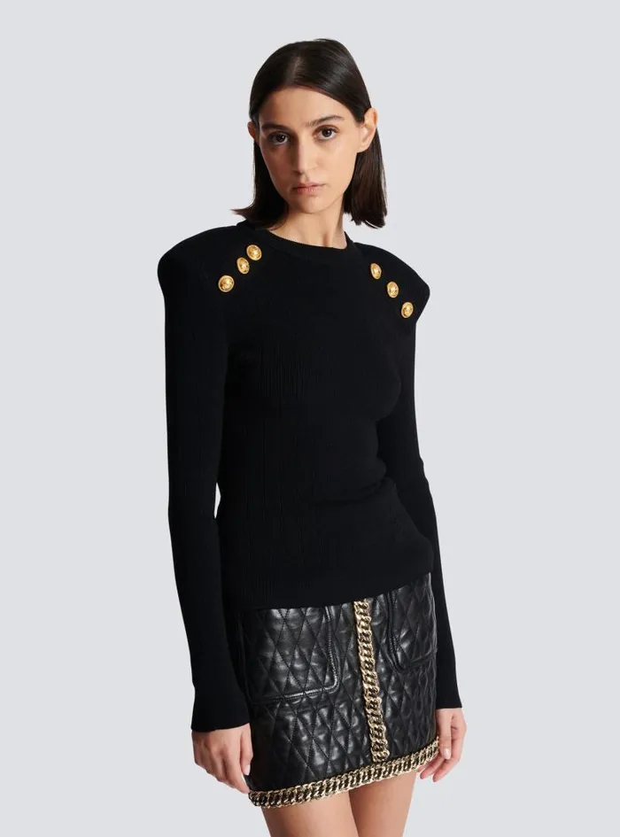 Balmain Knitwear Women Knit Jumper With Button Details Black