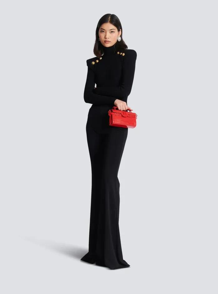 Balmain Knitwear Women Knit Jumper With Gold Buttons Black