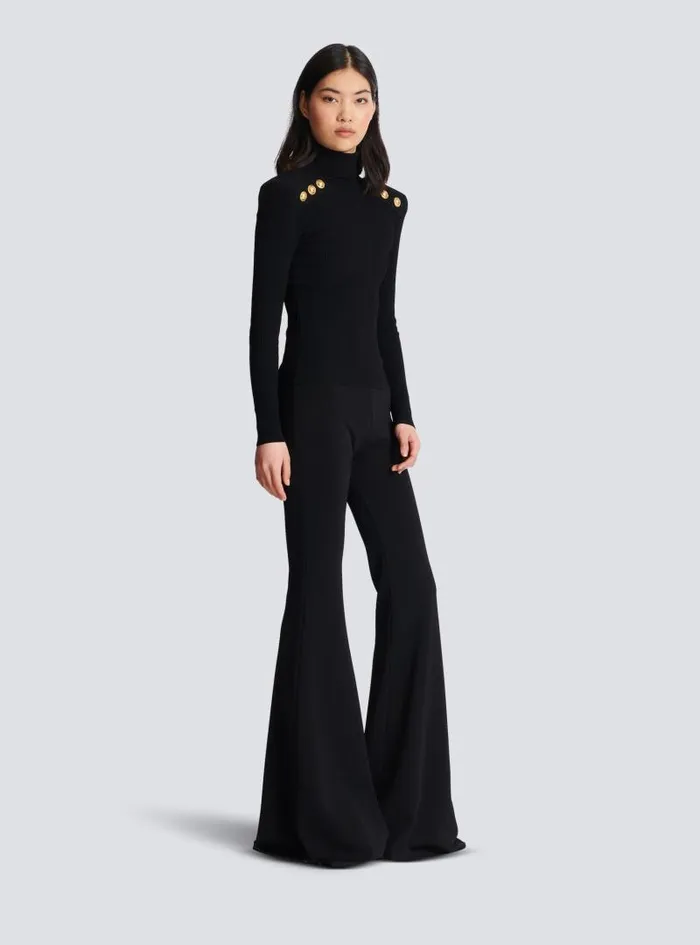 Balmain Knitwear Women Knit Jumper With Gold Buttons Black