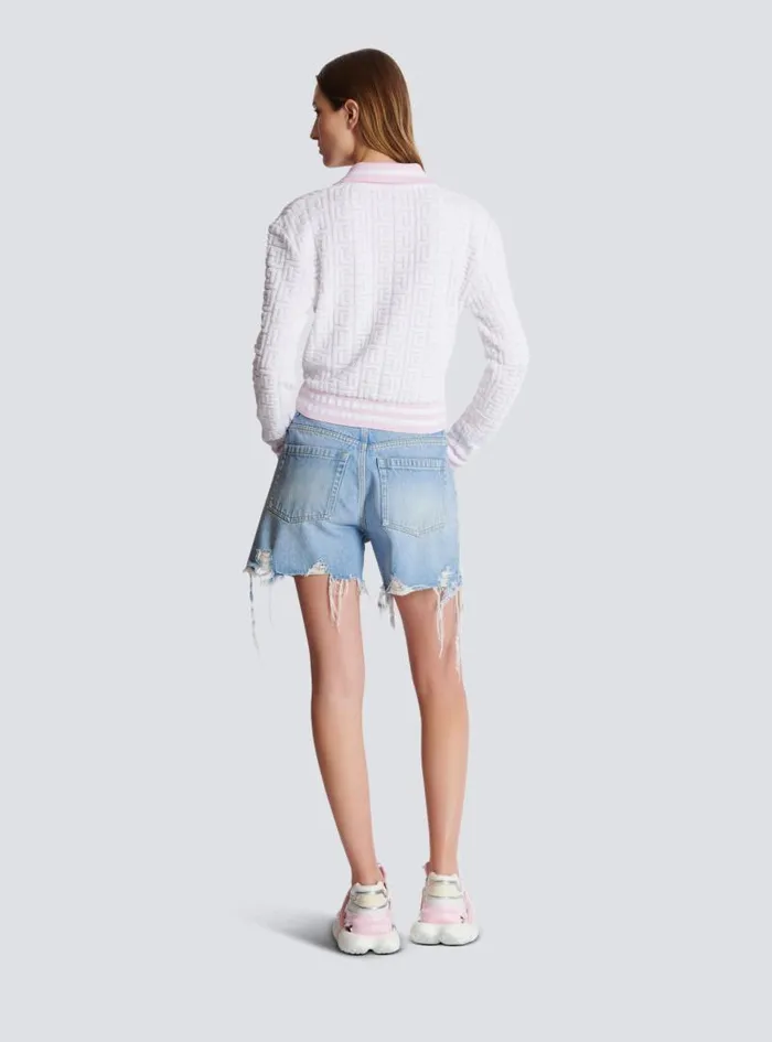 Balmain Knitwear Women Monogram Knit Polo Pink
