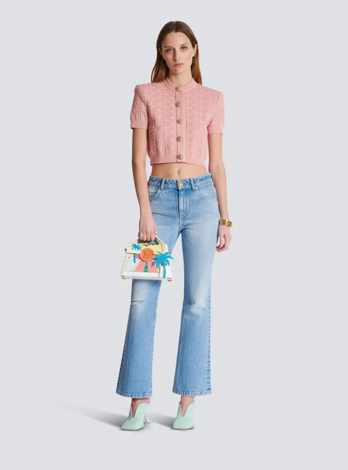 Balmain Knitwear Women PB Labyrinth Knit Cardigan Pink