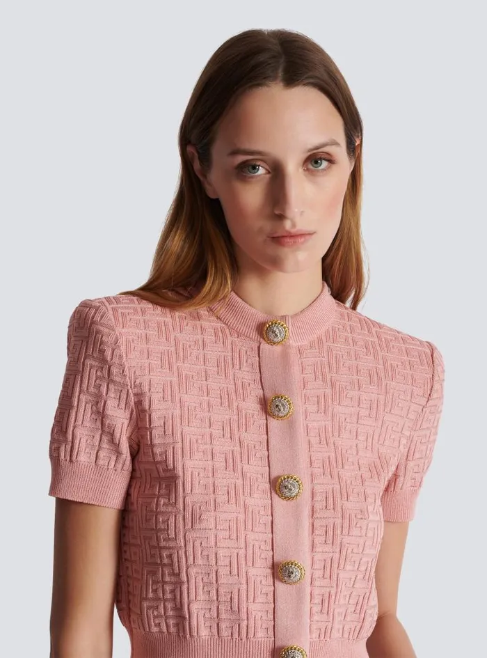 Balmain Knitwear Women PB Labyrinth Knit Cardigan Pink