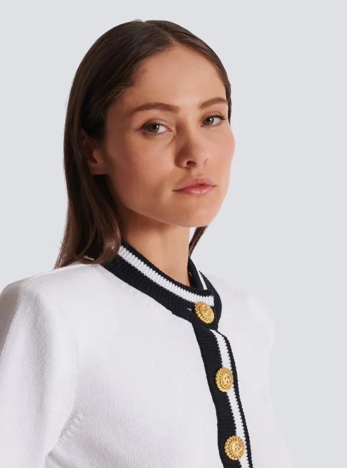 Balmain Knitwear Women Signature Knit Cardigan White