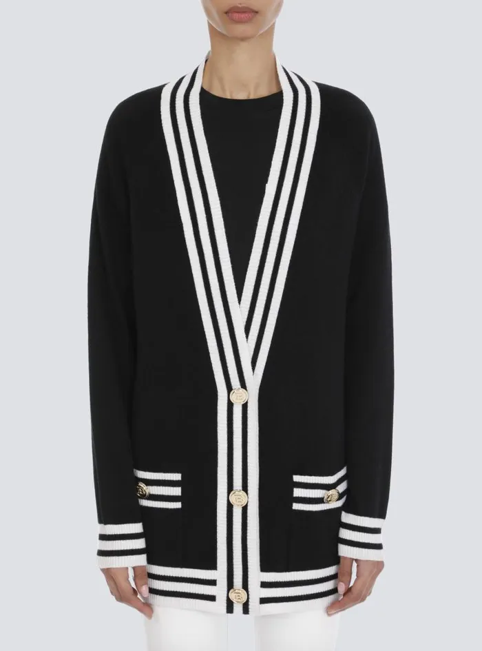 Balmain Knitwear Women Wool And Cashmere Cardigan Black