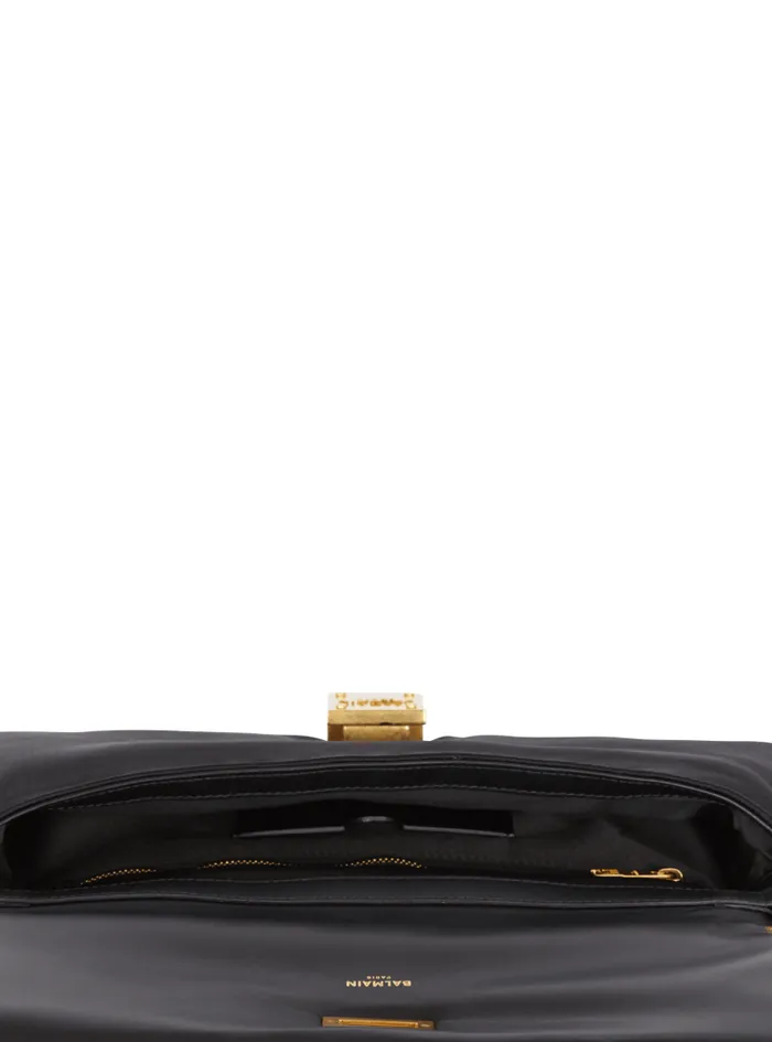 Balmain Mini Bags Women 1945 Soft Embroidered Satin Clutch Black