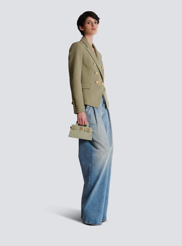 Balmain Mini Bags Women Small BBuzz Top Handle Bag In Calfskin Green