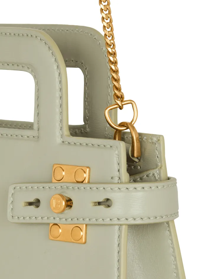 Balmain Mini Bags Women Small BBuzz Top Handle Bag In Calfskin Green
