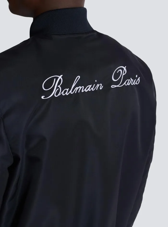 Balmain Outerwear Men Bomber Jacket With Embroidery On The Back Navy