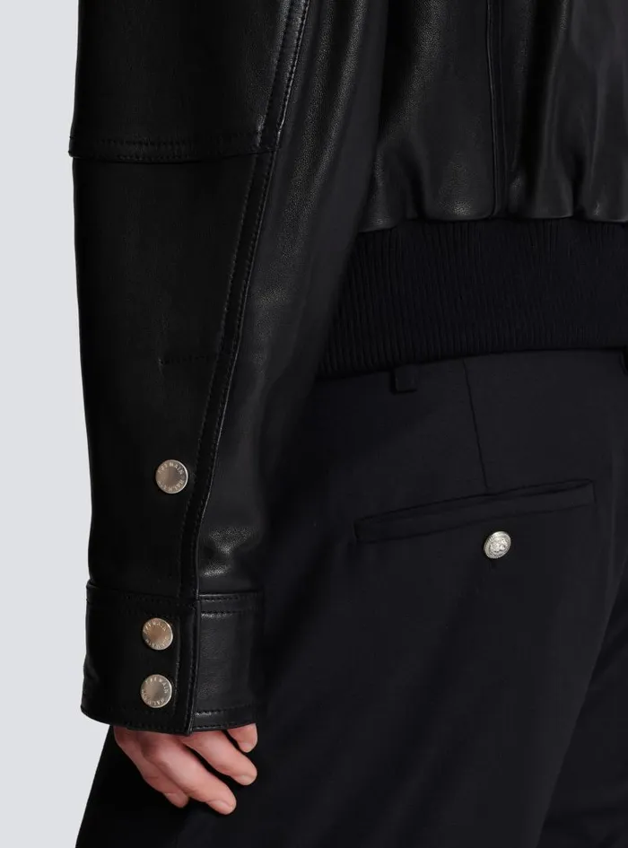 Balmain Outerwear Men Lambskin Leather Jacket With 4 Pockets Black