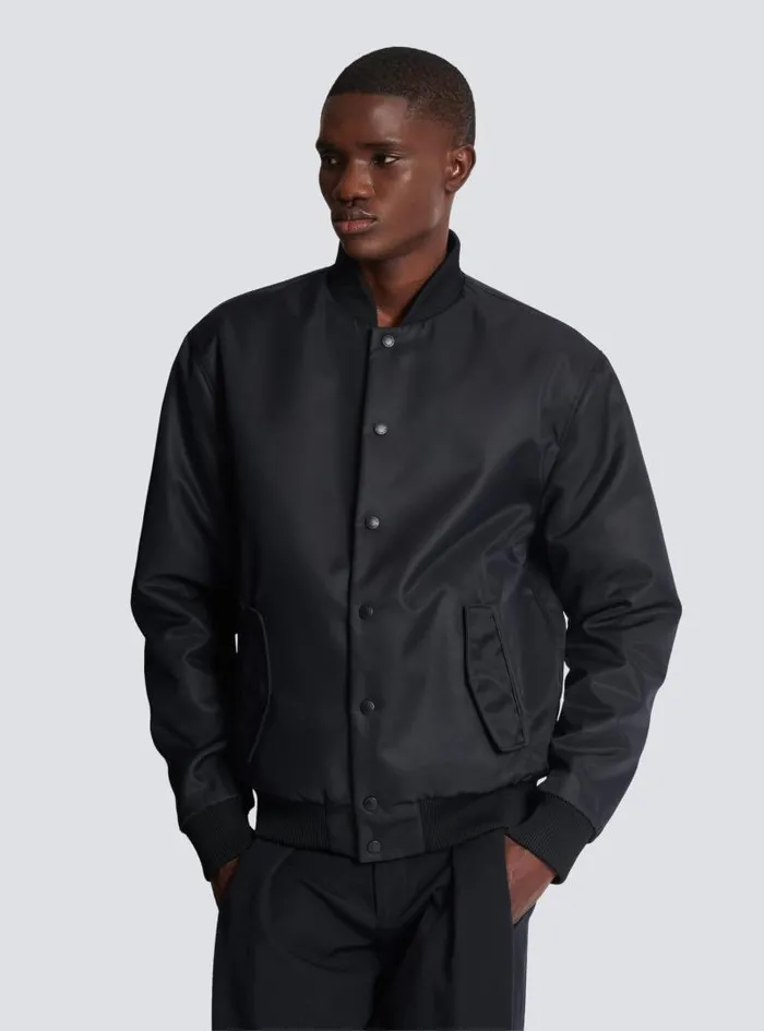 Balmain Outerwear Men Reversible Bomber Jacket In Plain And Kissprint Nylon Black
