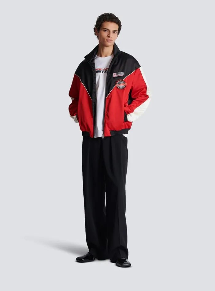 Balmain Outerwear Men Satin Racing Jacket In Three Colours Red