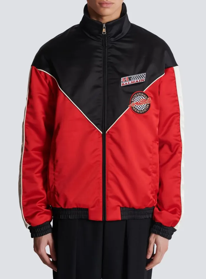 Balmain Outerwear Men Satin Racing Jacket In Three Colours Red