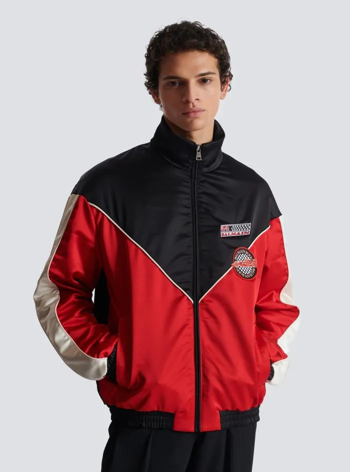 Balmain Outerwear Men Satin Racing Jacket In Three Colours Red