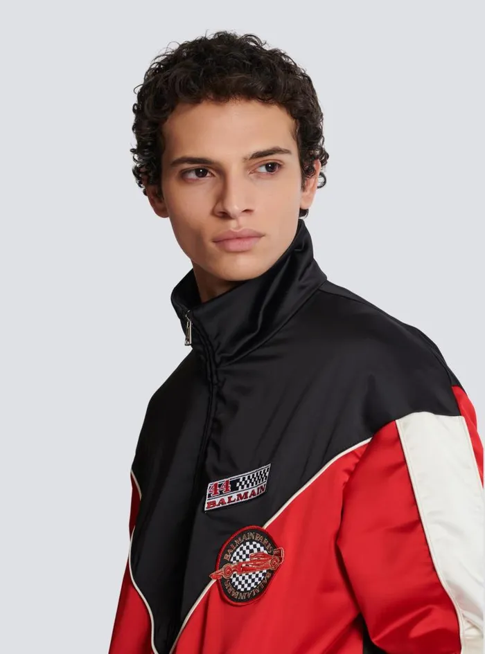 Balmain Outerwear Men Satin Racing Jacket In Three Colours Red