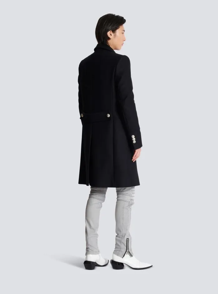 Balmain Outerwear Men Virgin Wool Officer039s Coat Black