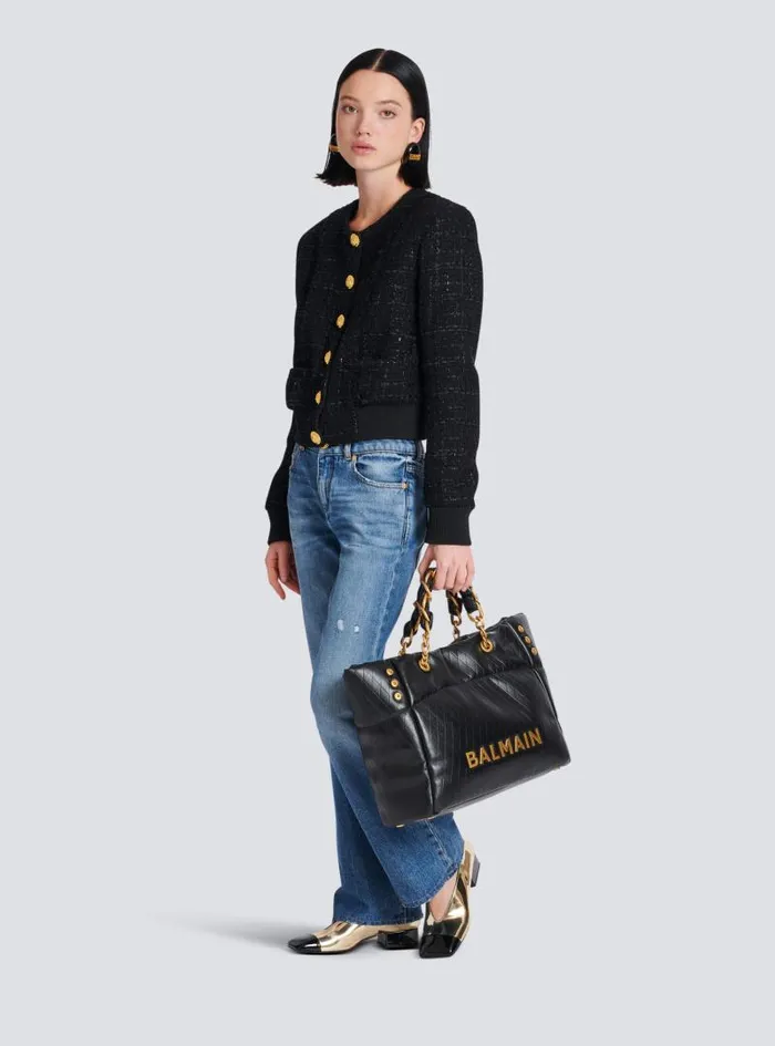 Balmain Outerwear Women Tweed Jacket Black