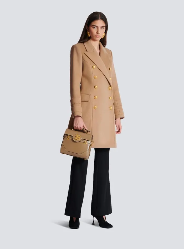 Balmain Outerwear Women Wool And Cashmere Coat Brown