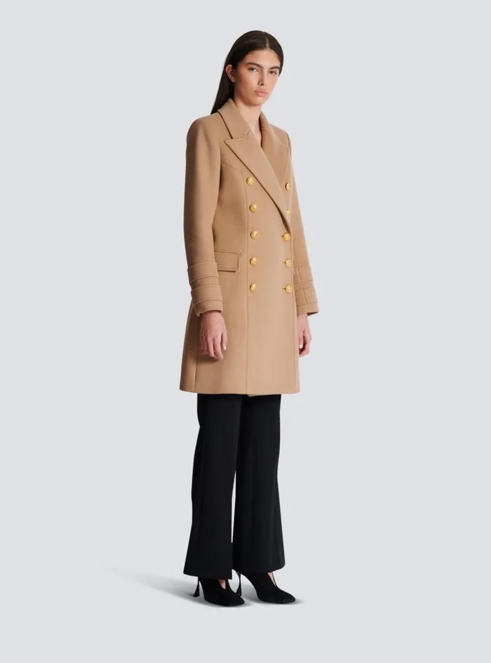 Balmain Outerwear Women Wool And Cashmere Coat Brown