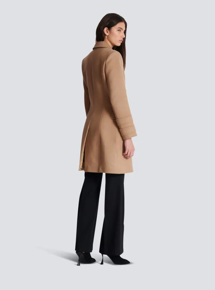 Balmain Outerwear Women Wool And Cashmere Coat Brown