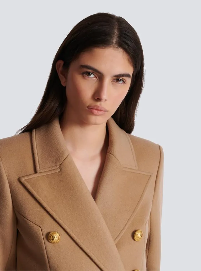 Balmain Outerwear Women Wool And Cashmere Coat Brown