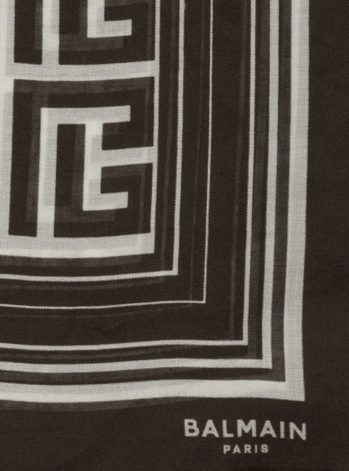 Balmain Scarves Women Monogrammed Scarf Black