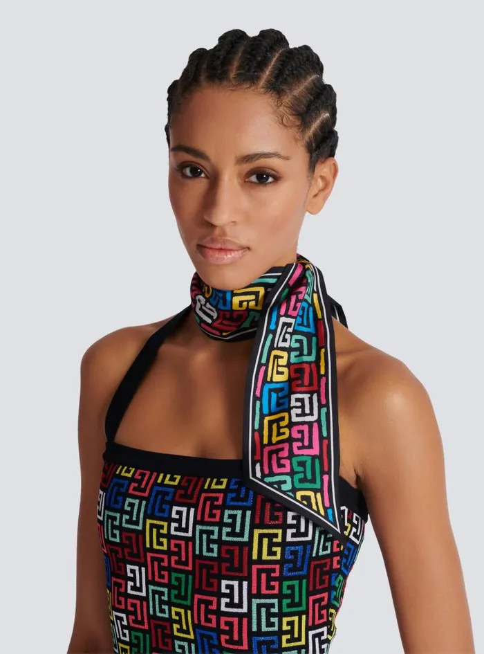 Balmain Scarves Women Pop Monogram Printed Bandana Multicolor