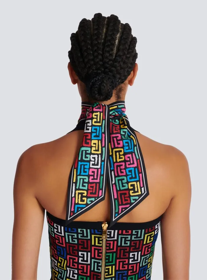 Balmain Scarves Women Pop Monogram Printed Bandana Multicolor
