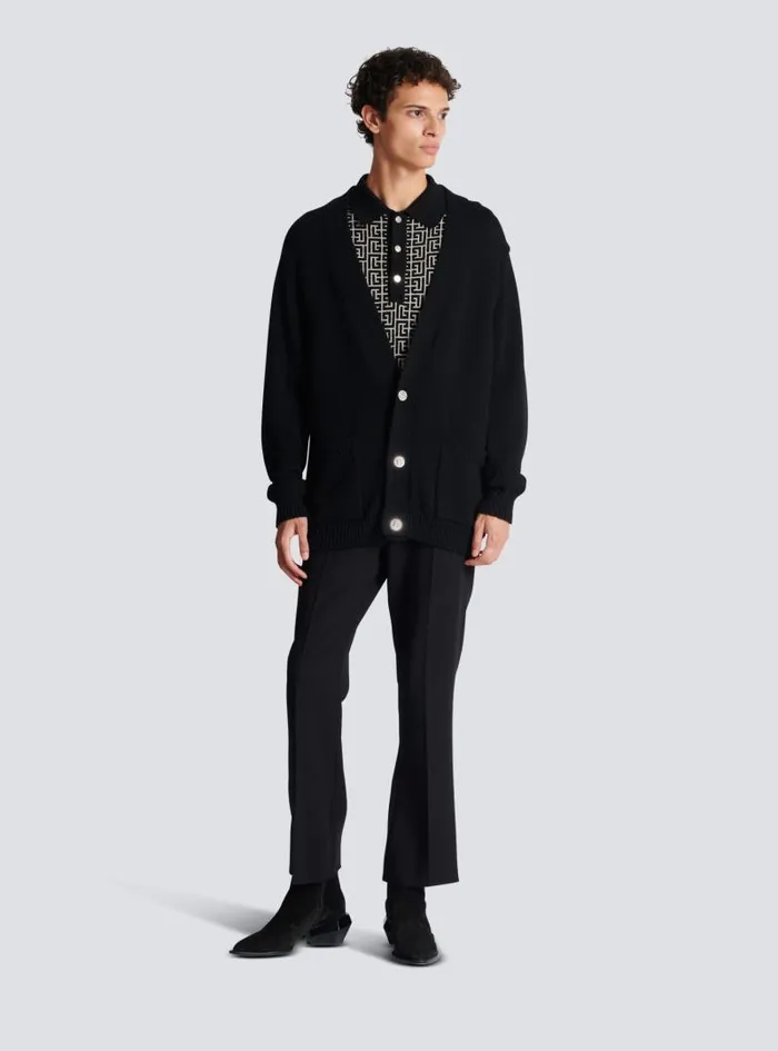 Balmain Shirts And Polos Men Monogrammed Polo Shirt Black