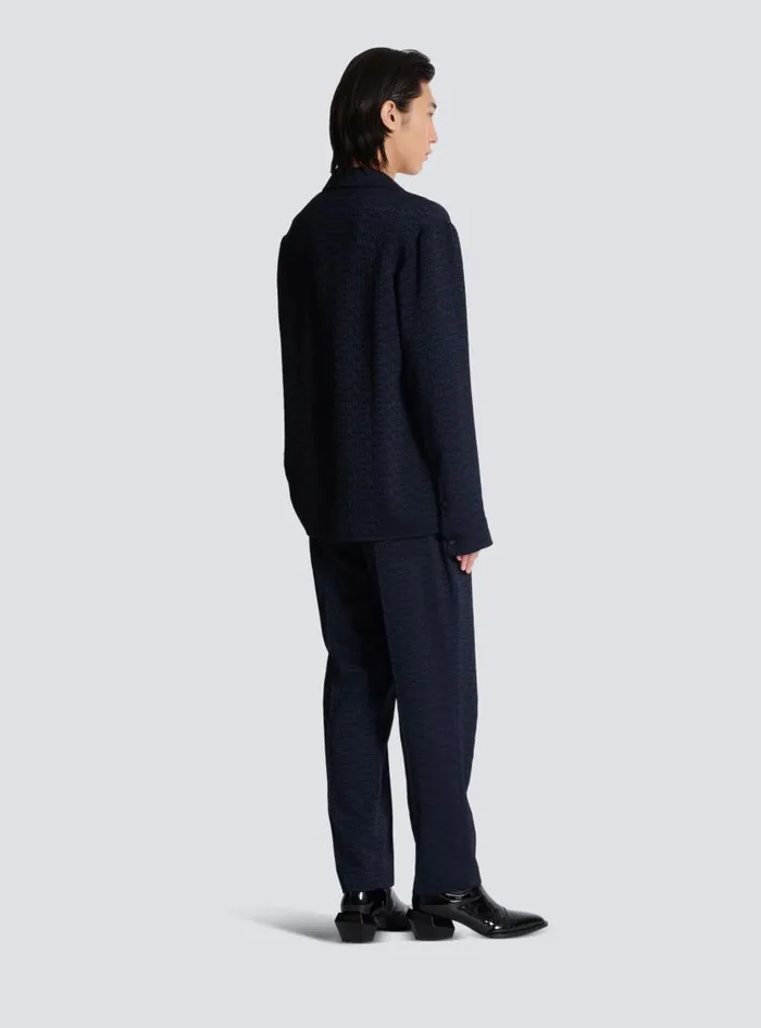 Balmain Shirts And Polos Men PB Labyrinth Jacquard Pyjama Shirt Navy