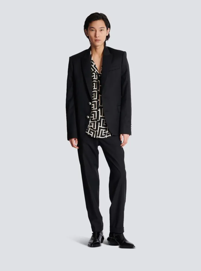 Balmain Shirts And Polos Men Shortsleeved Monogrammed Shirt Black