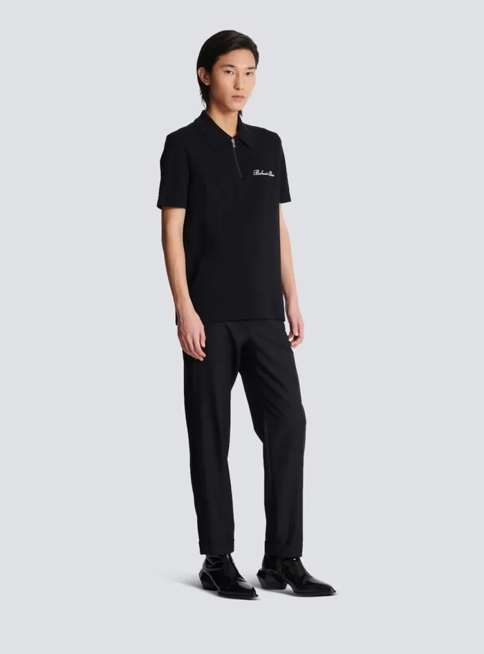 Balmain Shirts And Polos Men Shortsleeved Polo Shirt With Embroidery Black