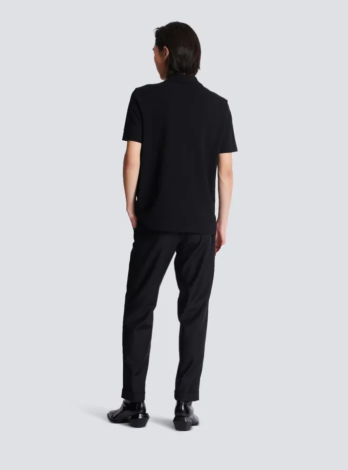 Balmain Shirts And Polos Men Shortsleeved Polo Shirt With Embroidery Black