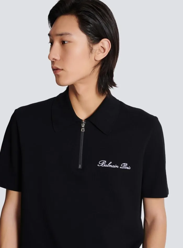 Balmain Shirts And Polos Men Shortsleeved Polo Shirt With Embroidery Black