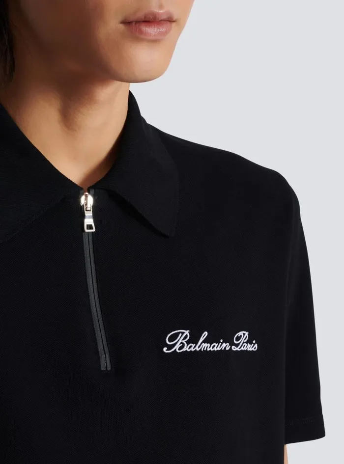 Balmain Shirts And Polos Men Shortsleeved Polo Shirt With Embroidery Black