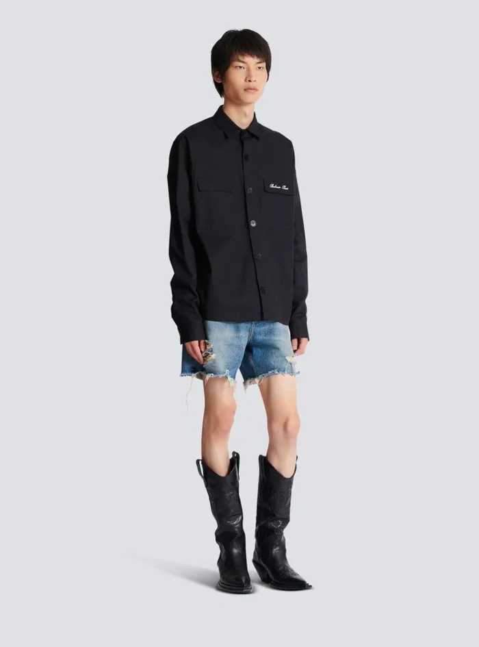 Balmain Shirts And Polos Men Signature Overshirt Black